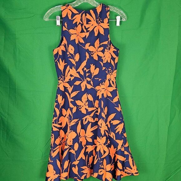 J Crew Factory Womens Navy Blue Orange Floral Dress 00 - Picture 2 of 5